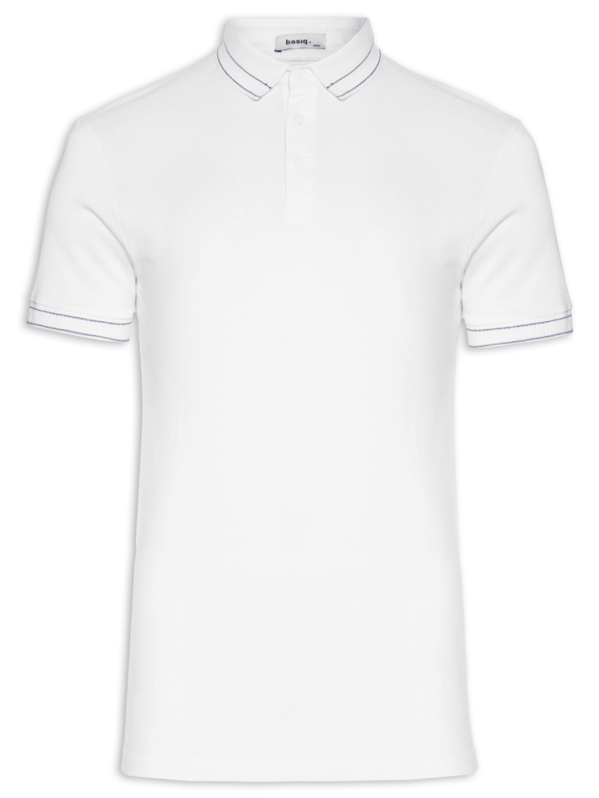Polo Masculina Piquet Detalhe Em Friso - Branco