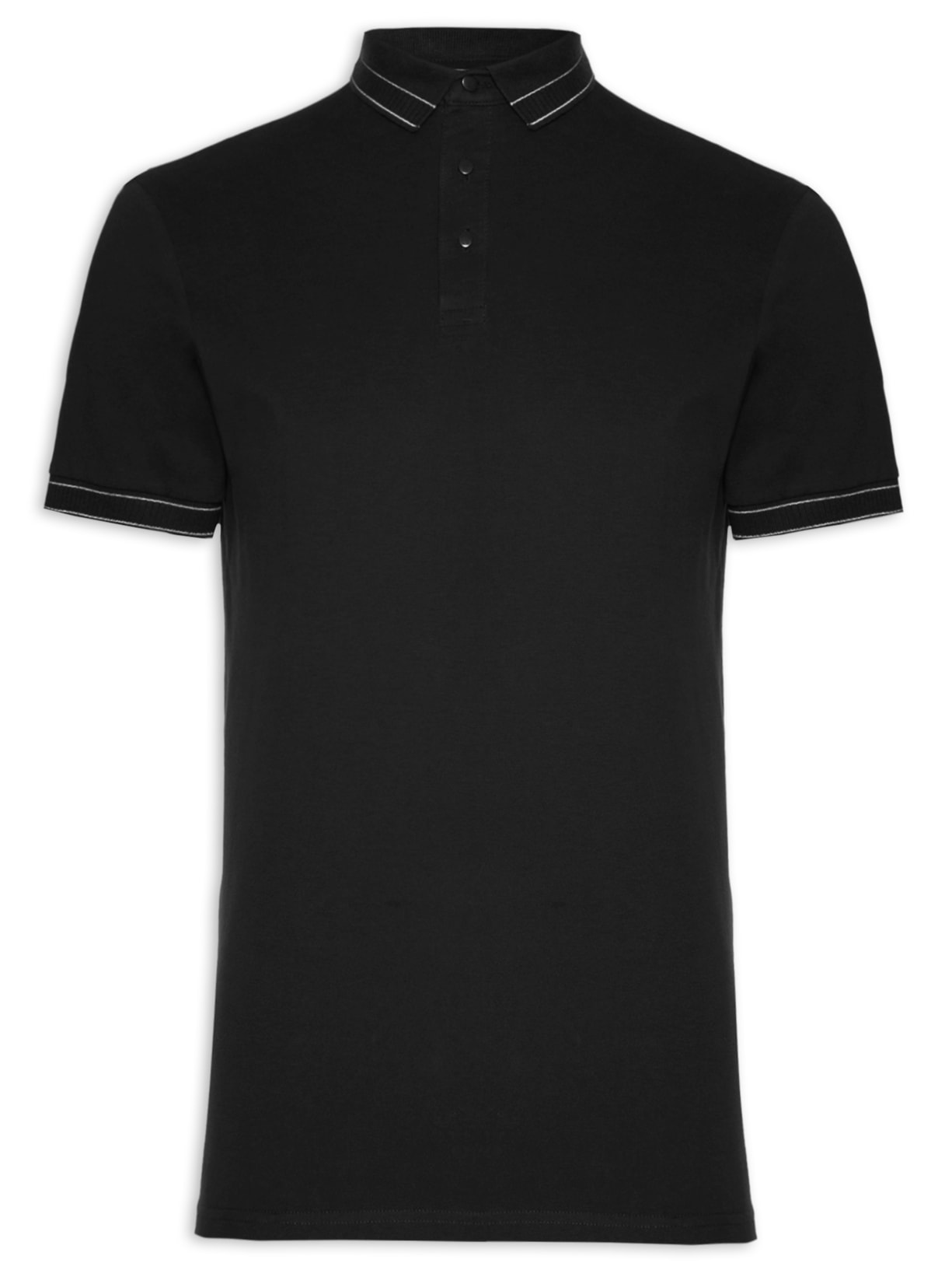 Polo Masculina Piquet Detalhe Em Friso - Preto
