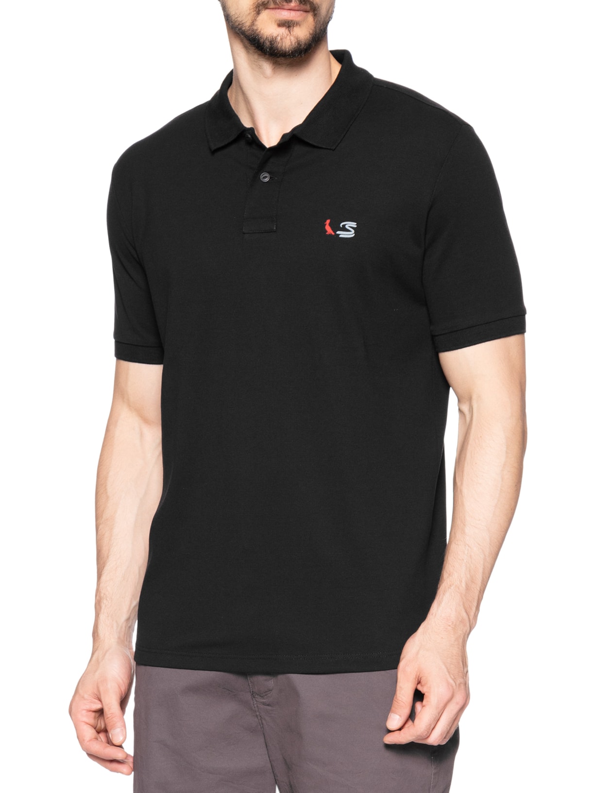 Polo Masculina Piquet Dupla Senna Preto Reserva
