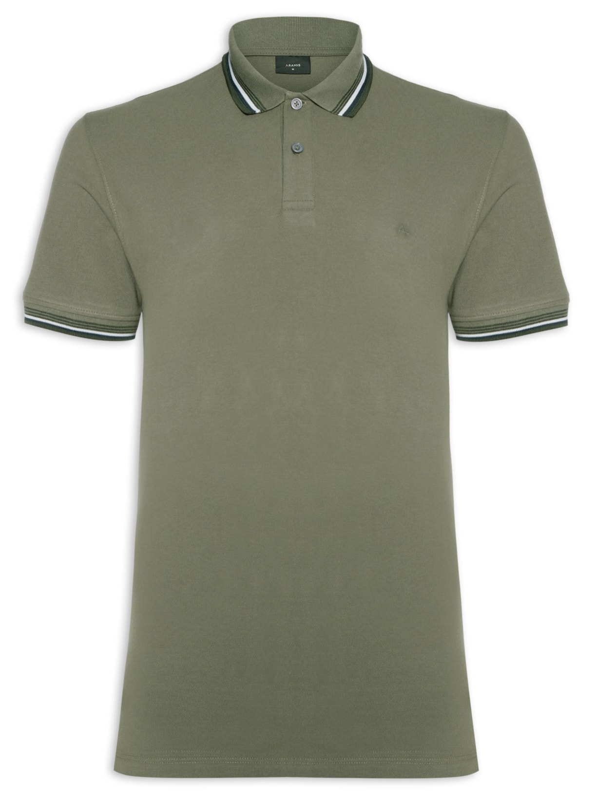 Polo Masculina Piquet Duplo 6 frisos Verde  Aramis