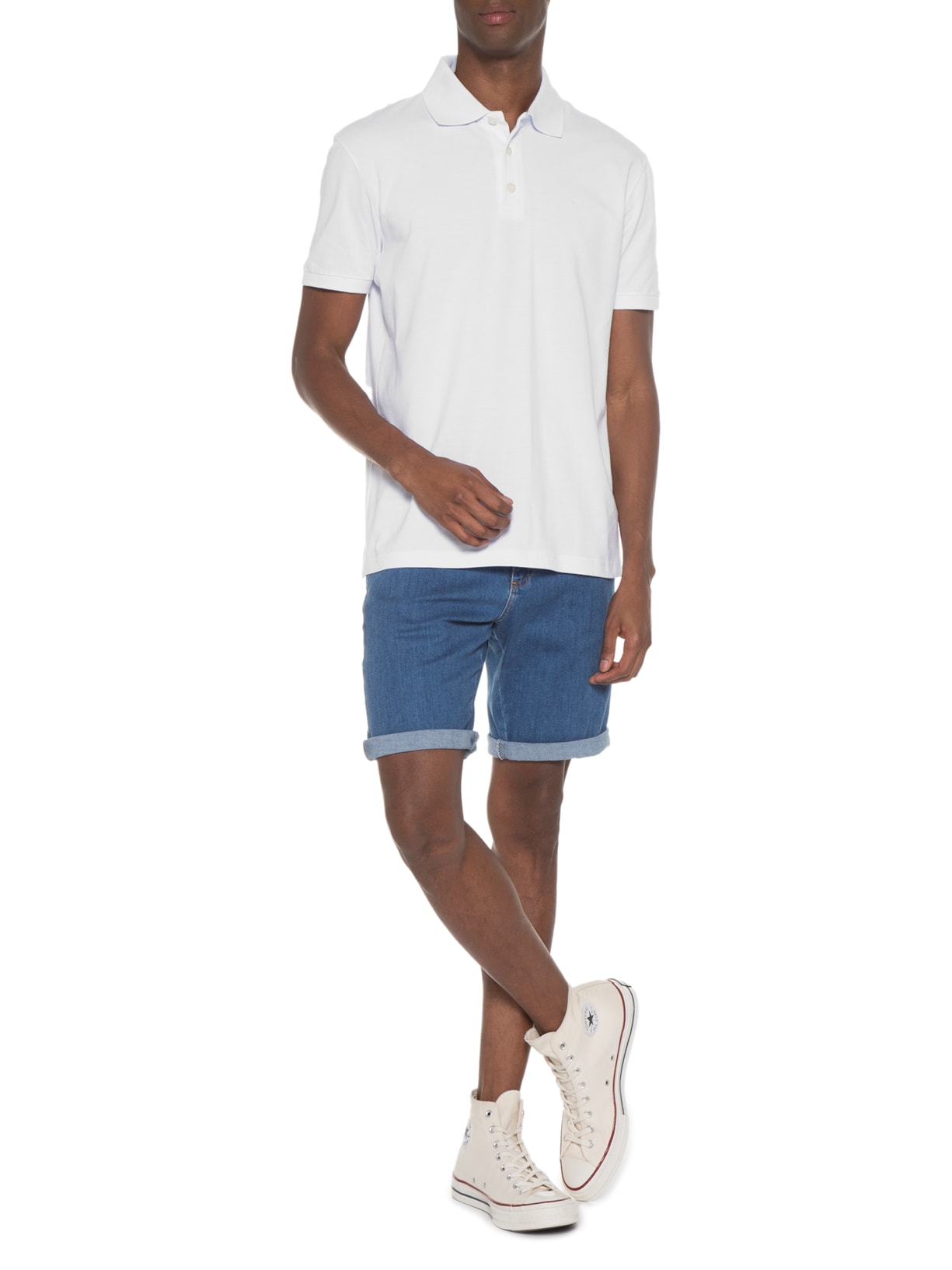 Polo Masculina Piquet Easa Classic Manga Curta Branco Ellus