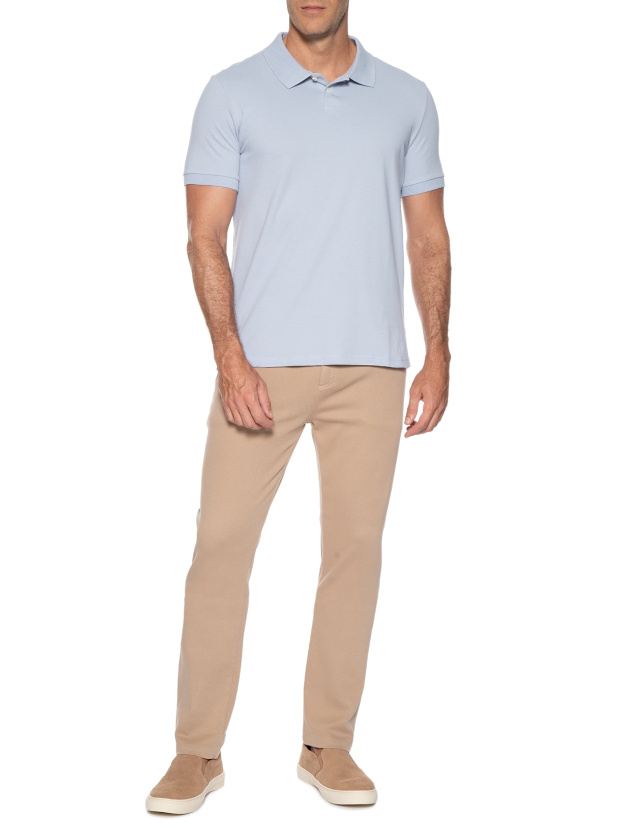 Polo Masculina Piquet Flora Azul Oficina Reserva