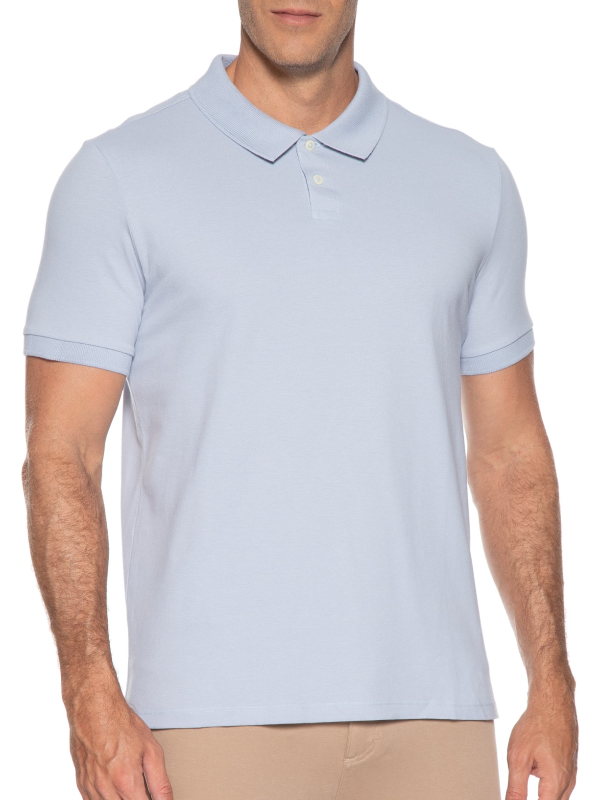 Polo Masculina Piquet Flora Azul Oficina Reserva