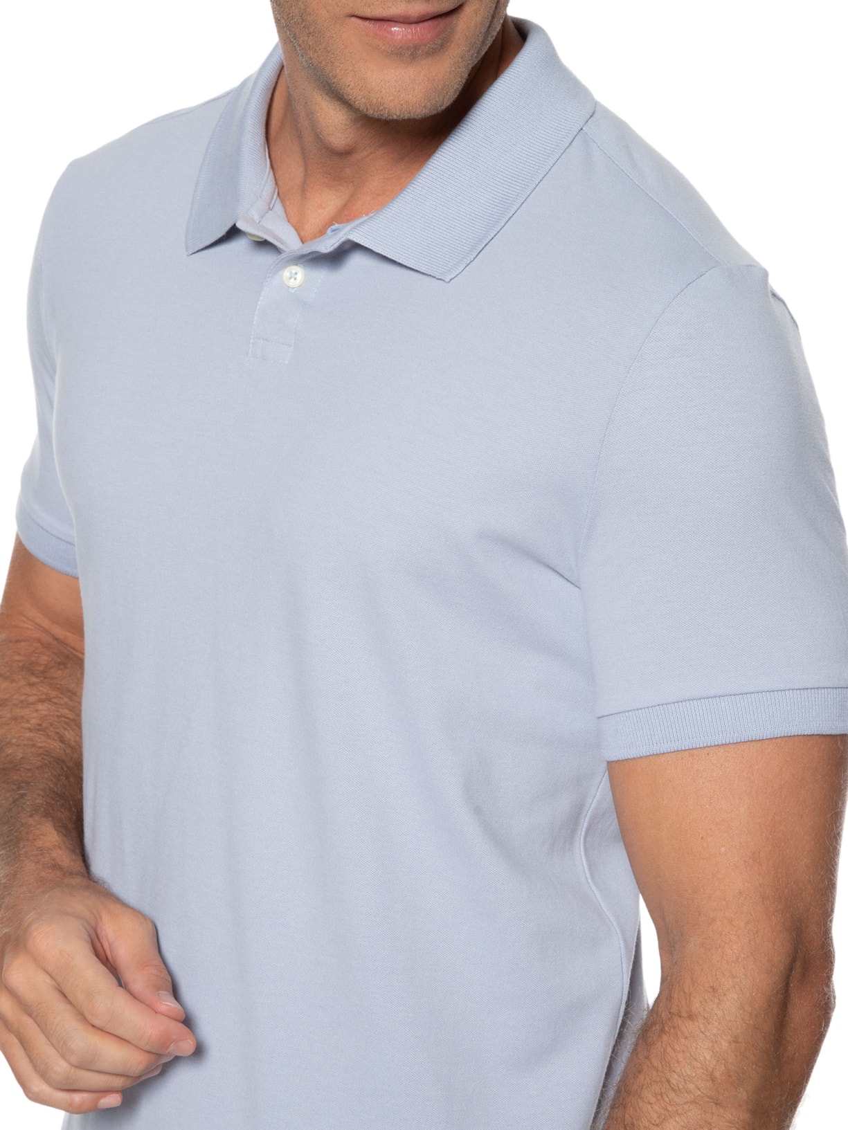 Polo Masculina Piquet Flora Azul Oficina Reserva