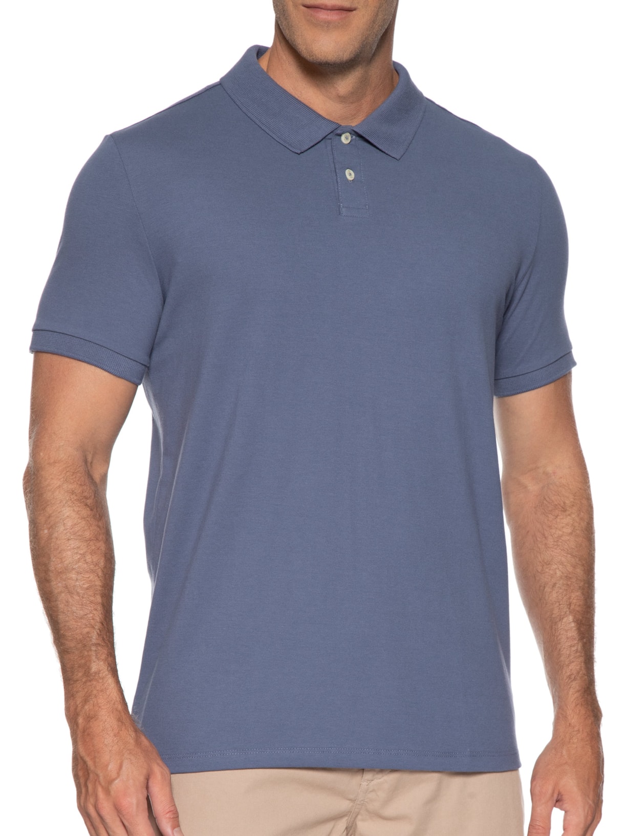 Polo Masculina Piquet Flora Azul Oficina Reserva