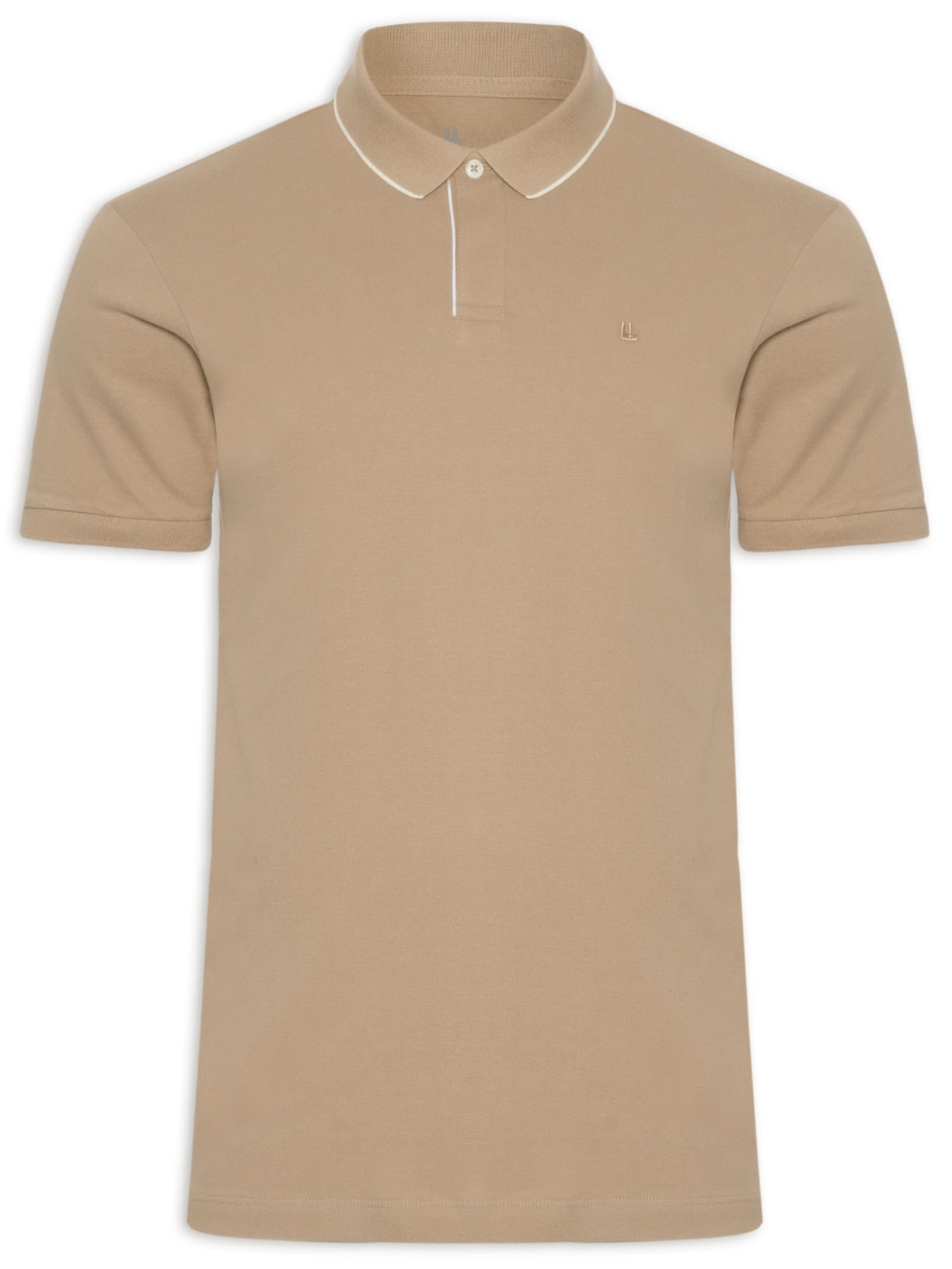 Polo Masculina Piquet Friso - Bege