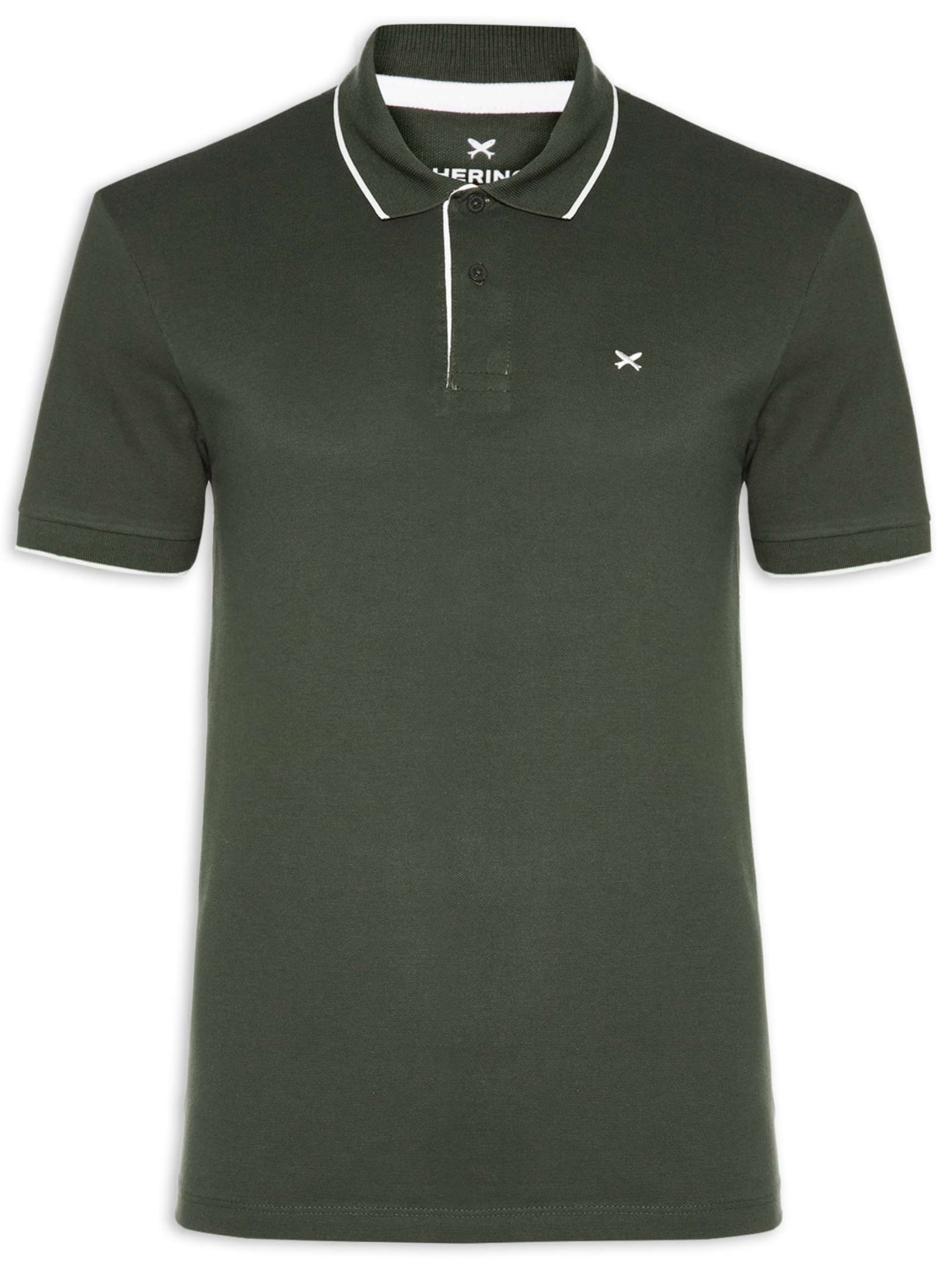 Polo Masculina Piquet Friso Contrastante - Verde