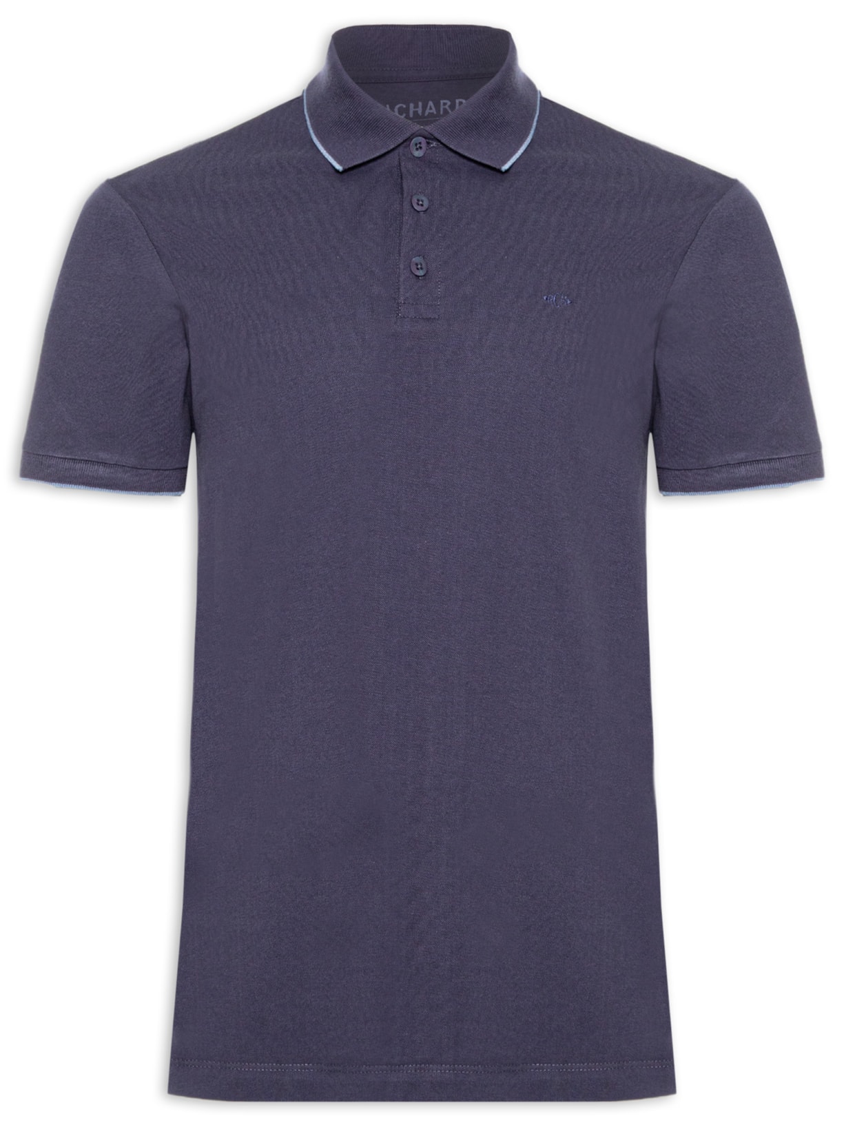 Polo Masculina Piquet Friso Simple Mc - Azul