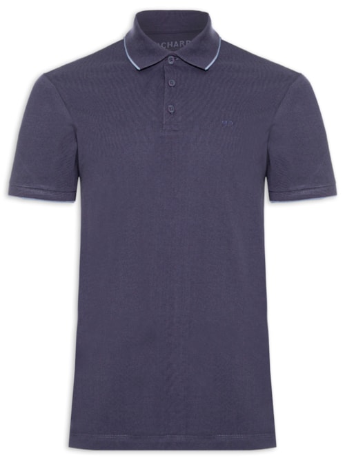 Polo Masculina Piquet Friso Simple Mc - Azul