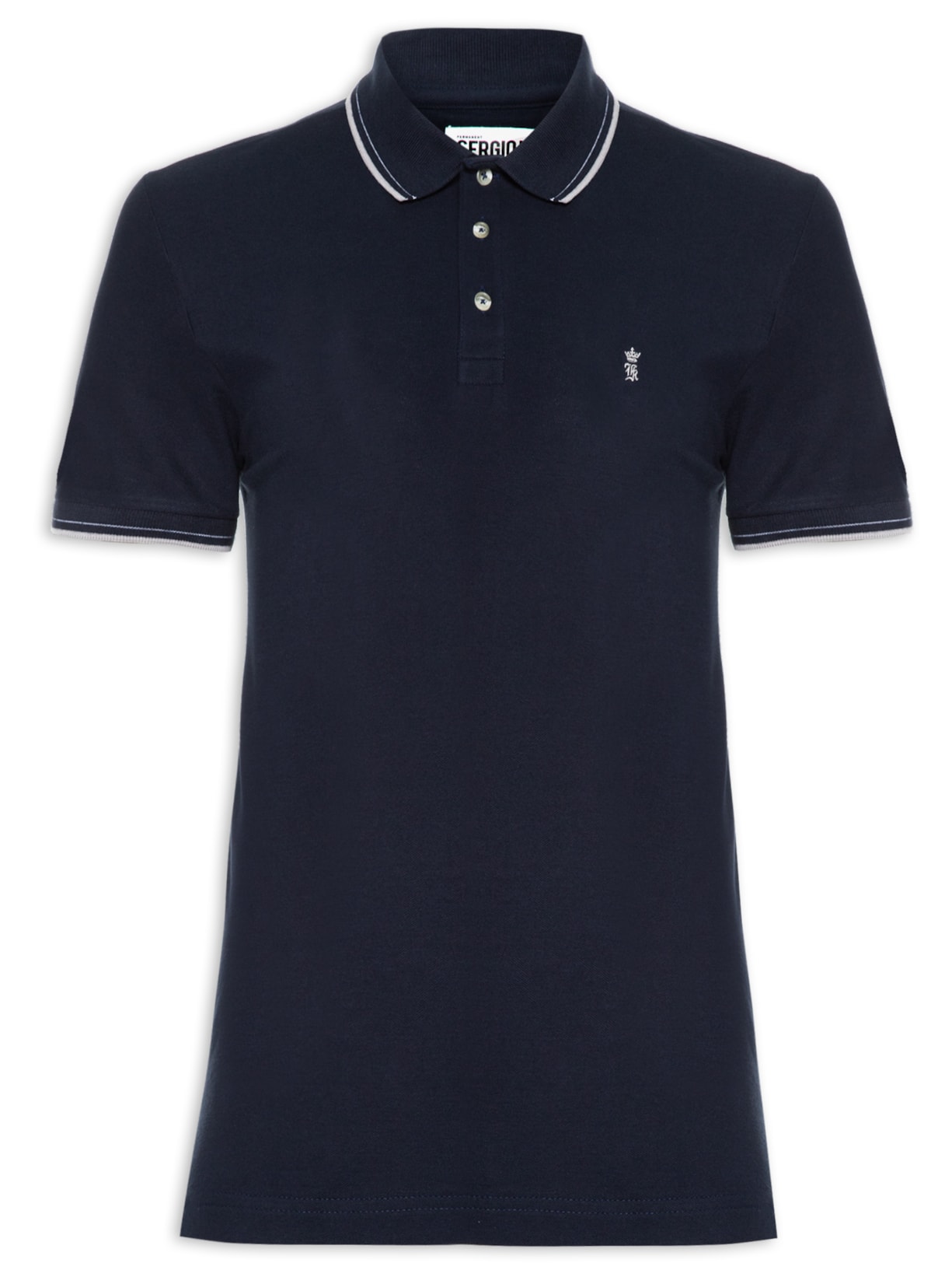Polo Masculina Piquet Frisos - Azul