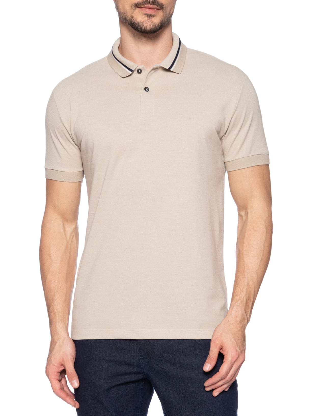 Polo Masculina Piquet Frisos Bege Aramis