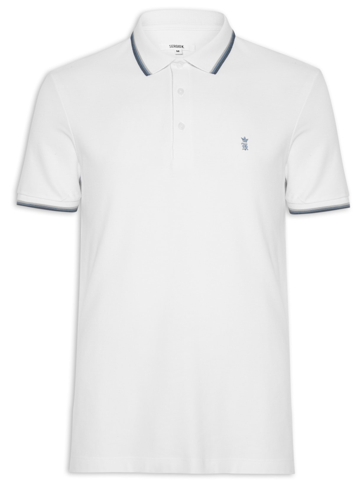 Polo Masculina Piquet Frisos Tricolor - Branco
