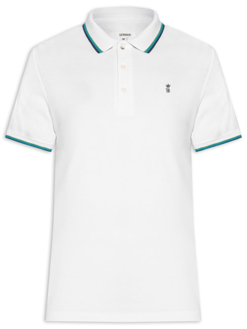 Polo Masculina Piquet Frisos Tricolor Regular - Branco