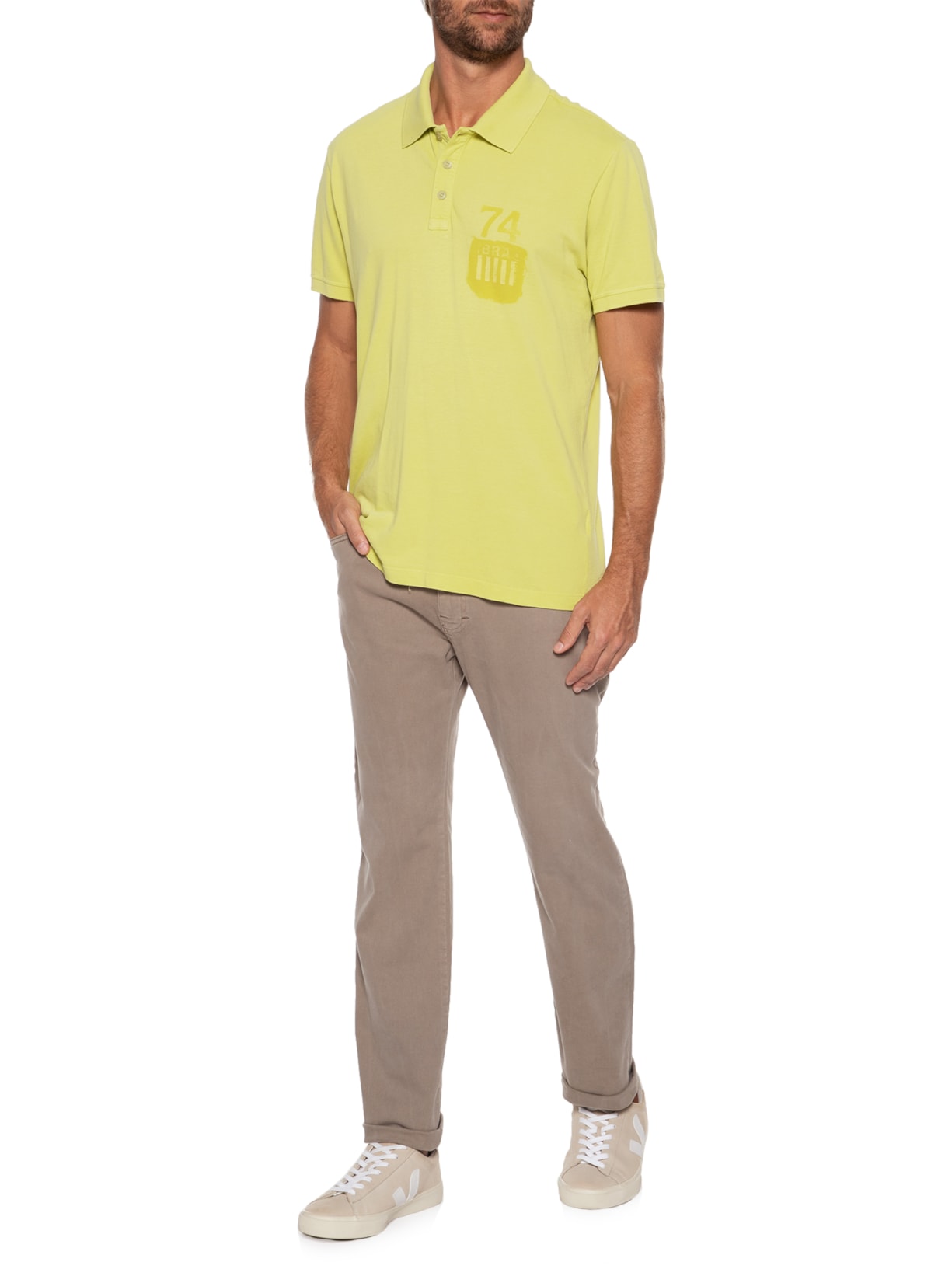 Polo Masculina Piquet Gd Brasão Cup Amarelo Richards