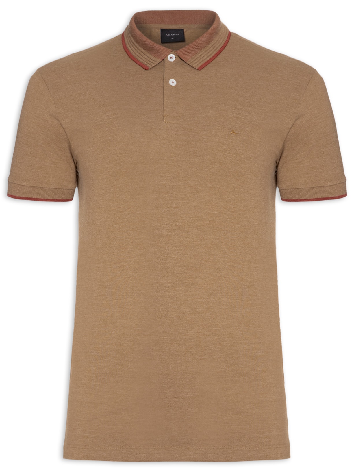 Polo Masculina Piquet Gola Bicolor - Marrom