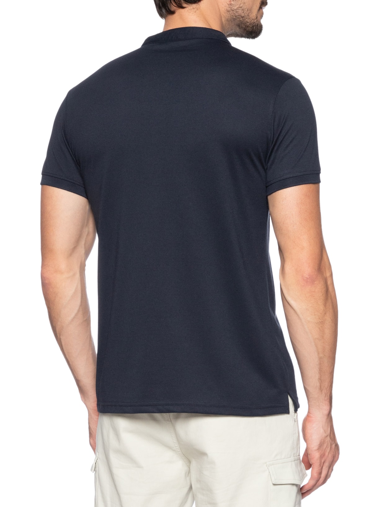  Polo Masculina Piquet Gola Padre Azul Basiq Men