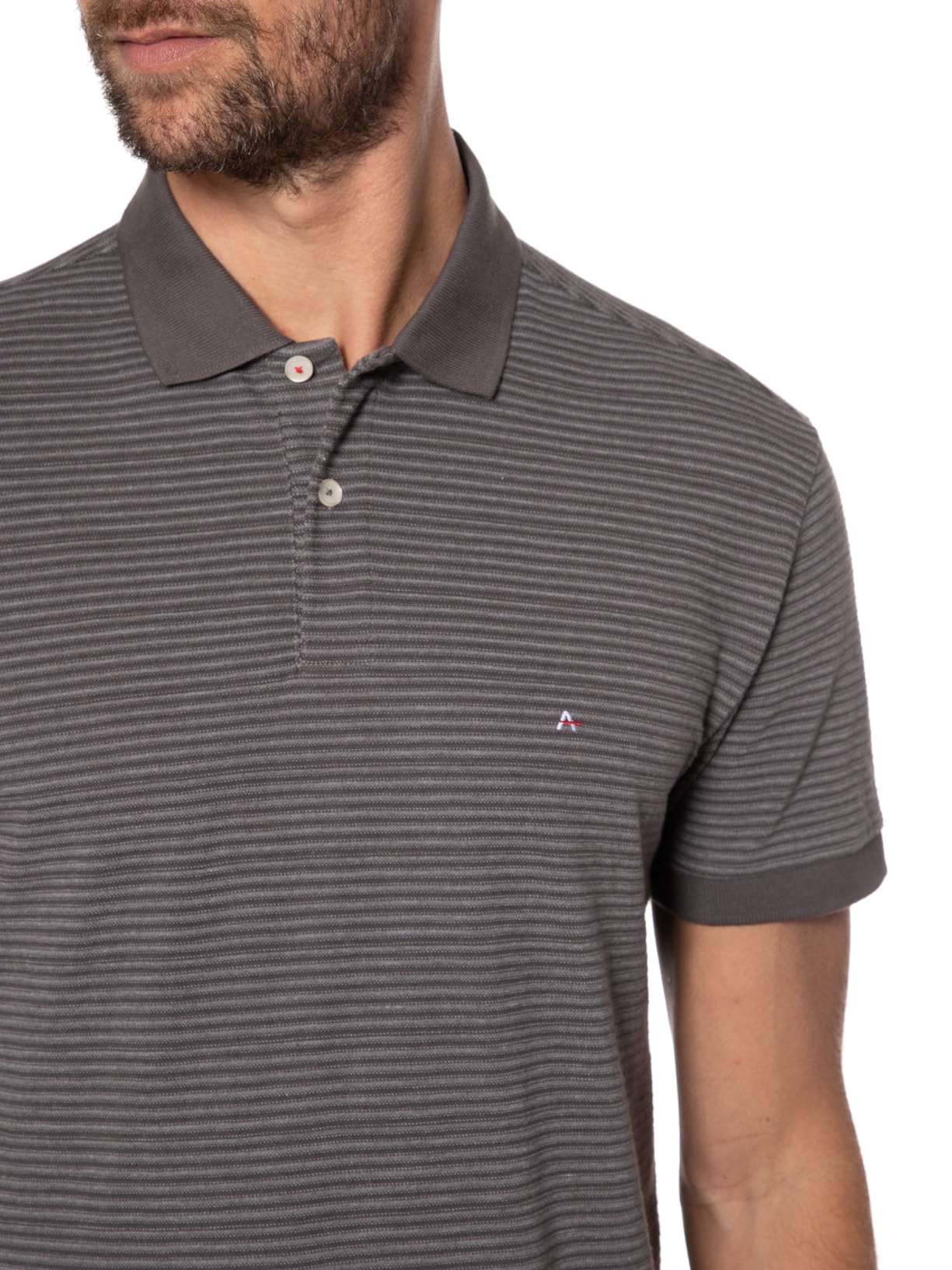 Polo Masculina Piquet Jacquard Cinza Aramis