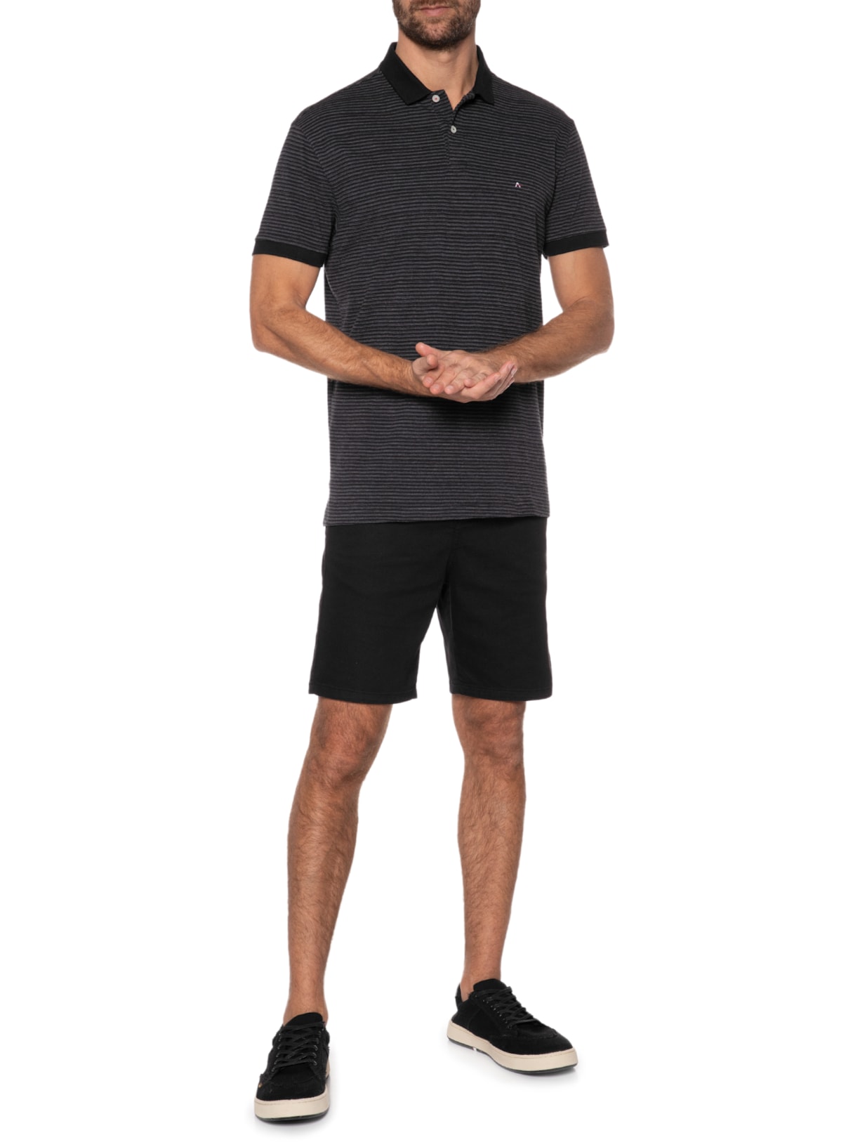 Polo Masculina Piquet Jacquard Preto Aramis