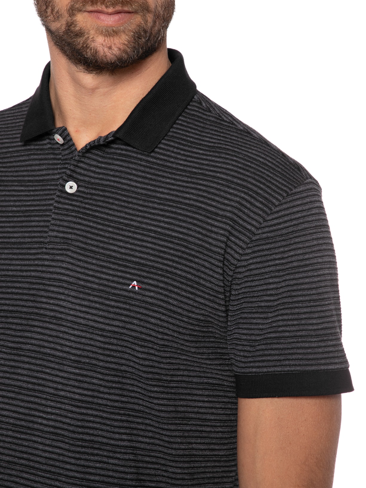 Polo Masculina Piquet Jacquard Preto Aramis