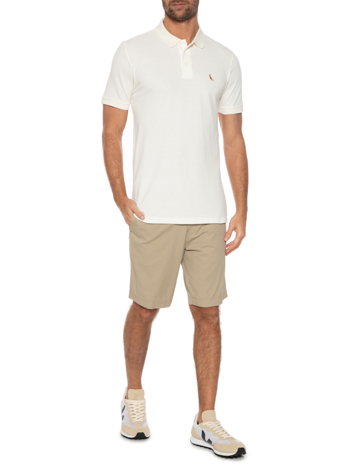Polo Masculina Piquet Jazz Off White Reserva