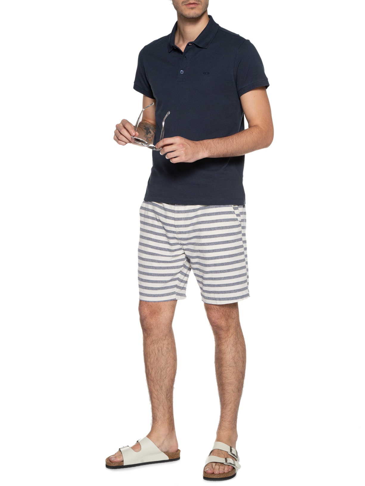 Polo Masculina Piquet Lisa Azul Richards