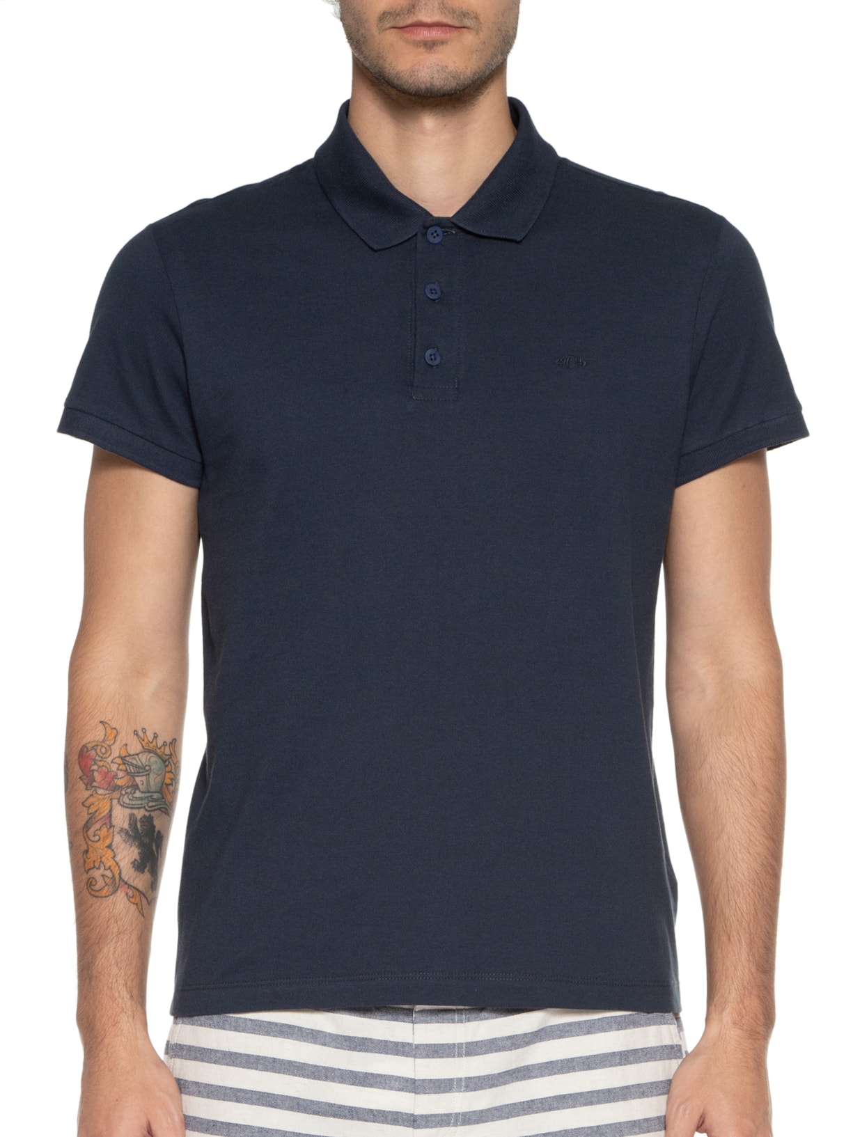 Polo Masculina Piquet Lisa Azul Richards