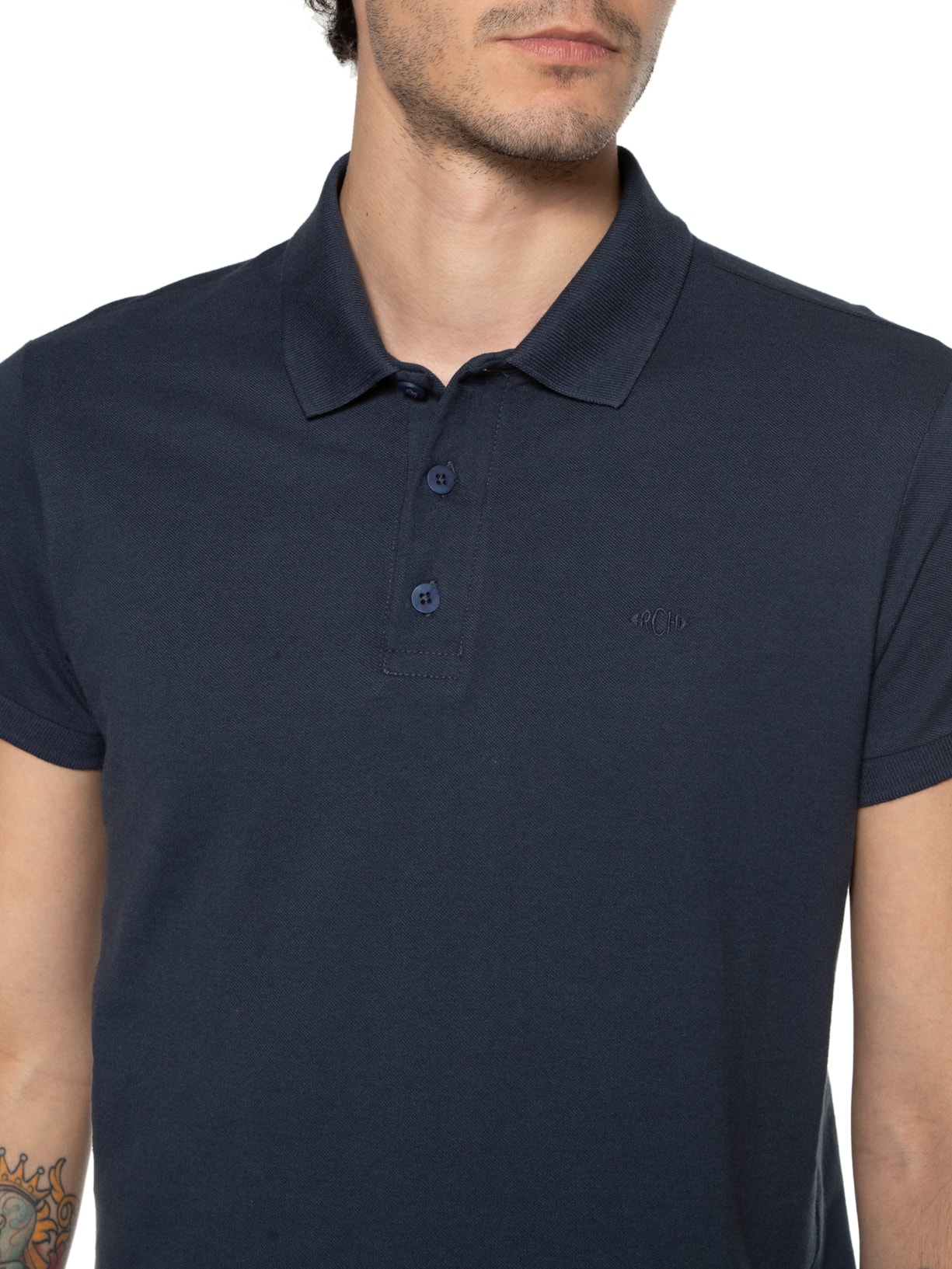 Polo Masculina Piquet Lisa Azul Richards