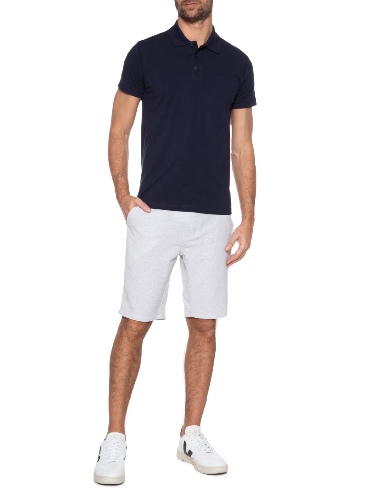 Polo Masculina Piquet Lisa Azul Richards