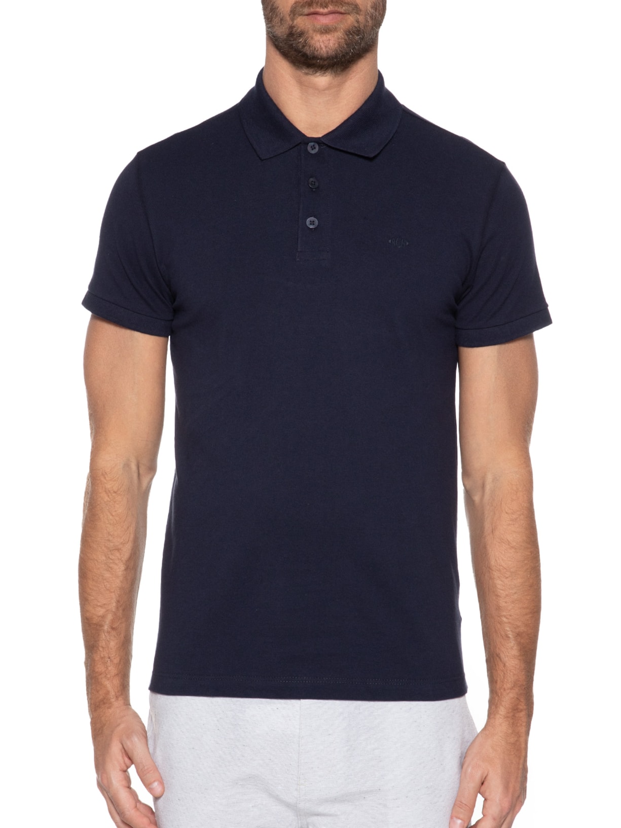 Polo Masculina Piquet Lisa Azul Richards