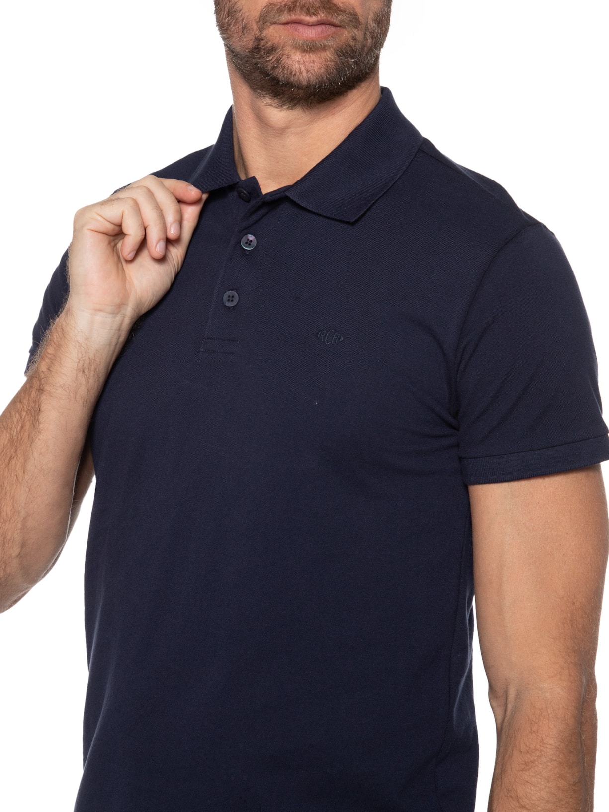Polo Masculina Piquet Lisa Azul Richards