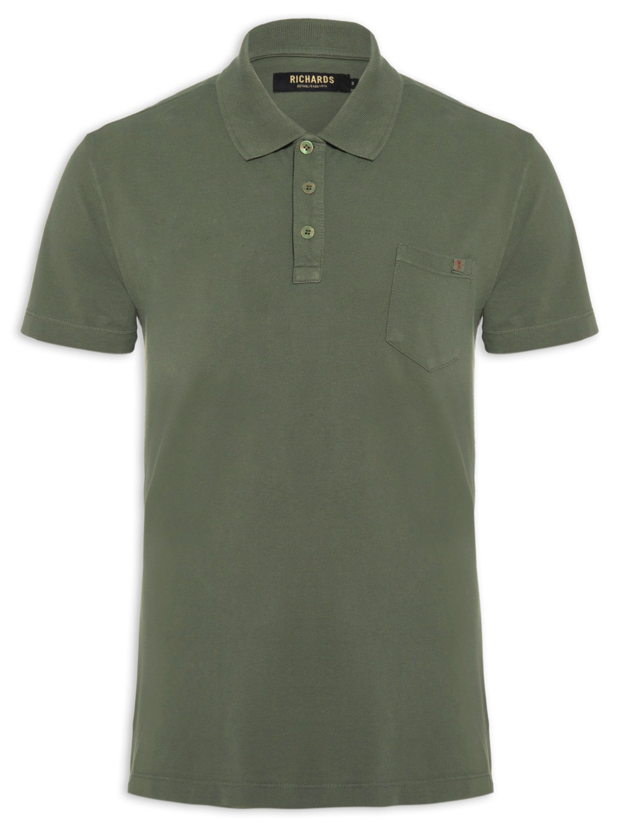 Polo Masculina Piquet Lisa Bolso Gd - Verde