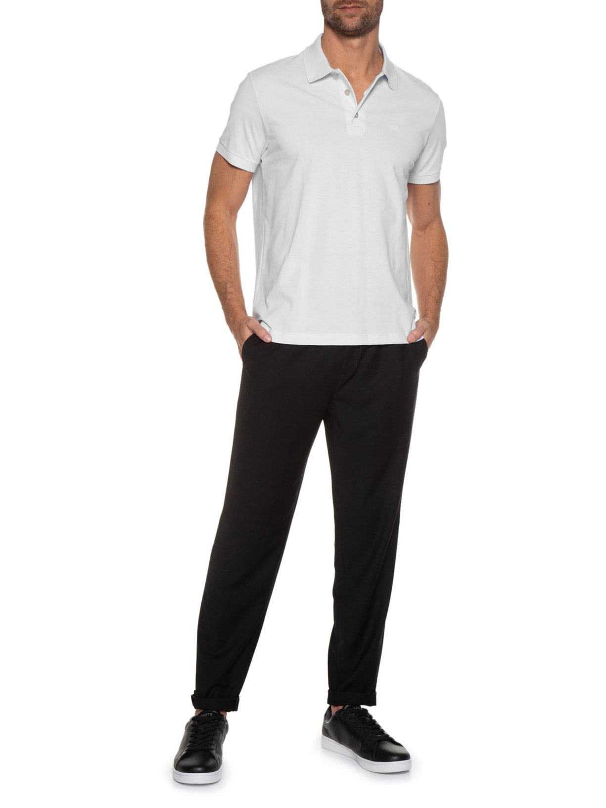 Polo Masculina Piquet Lisa Branco Richards