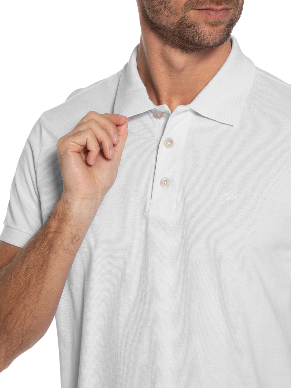 Polo Masculina Piquet Lisa Branco Richards