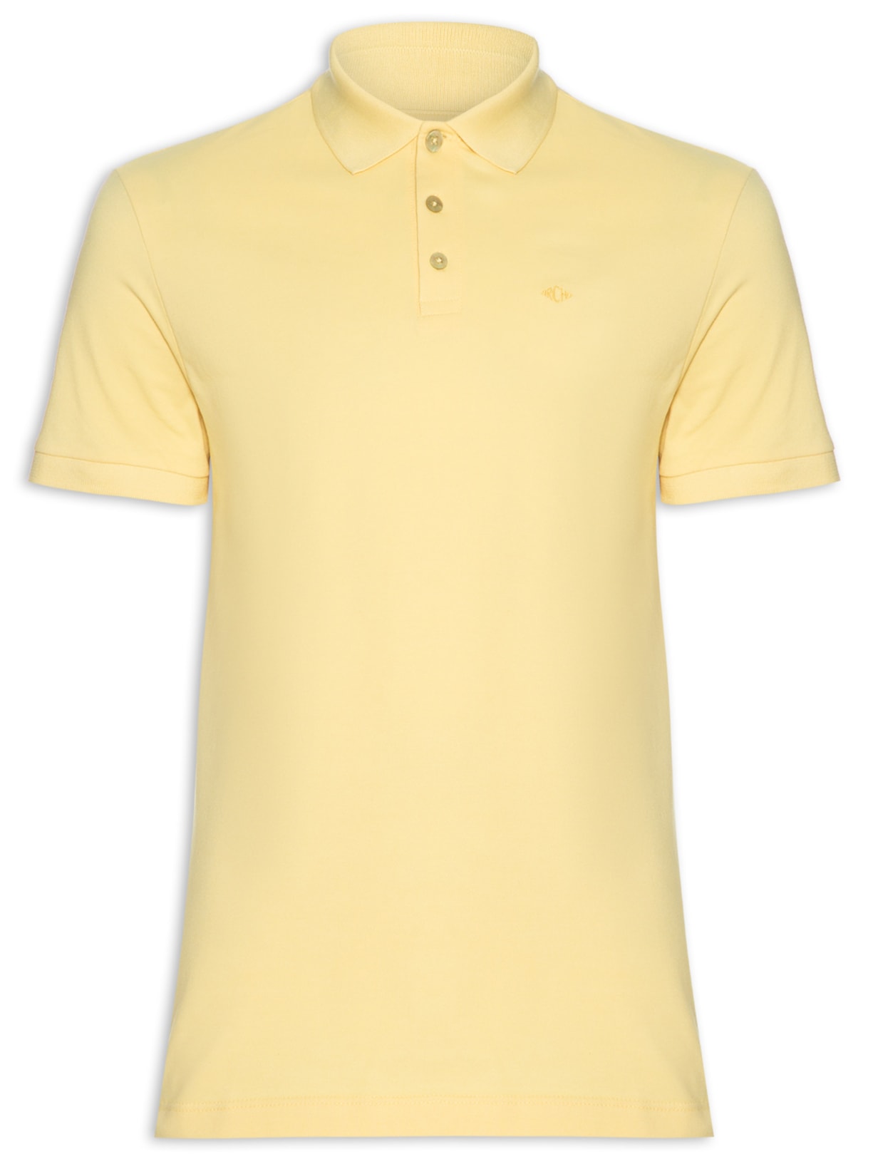 Polo Masculina Piquet Lisa Manga Curta - Amarelo