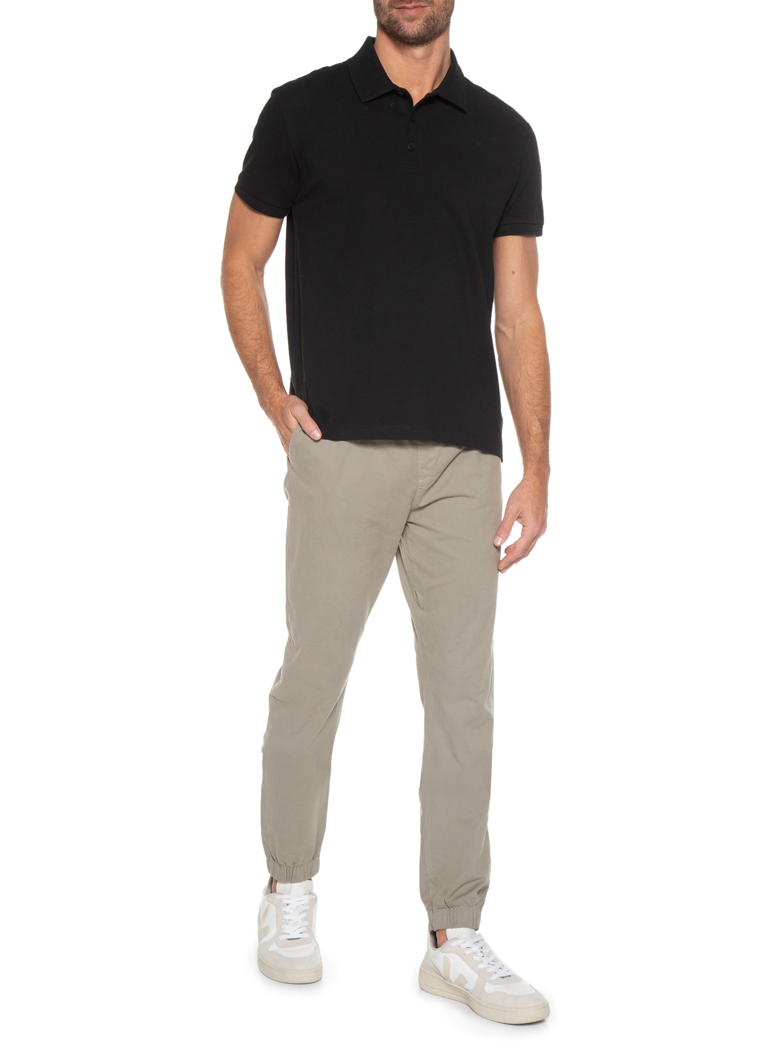 Polo Masculina Piquet Lisa - Richards - Preto