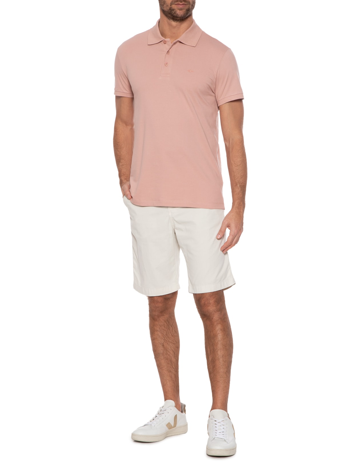 Polo Masculina Piquet Lisa Rosa Richards