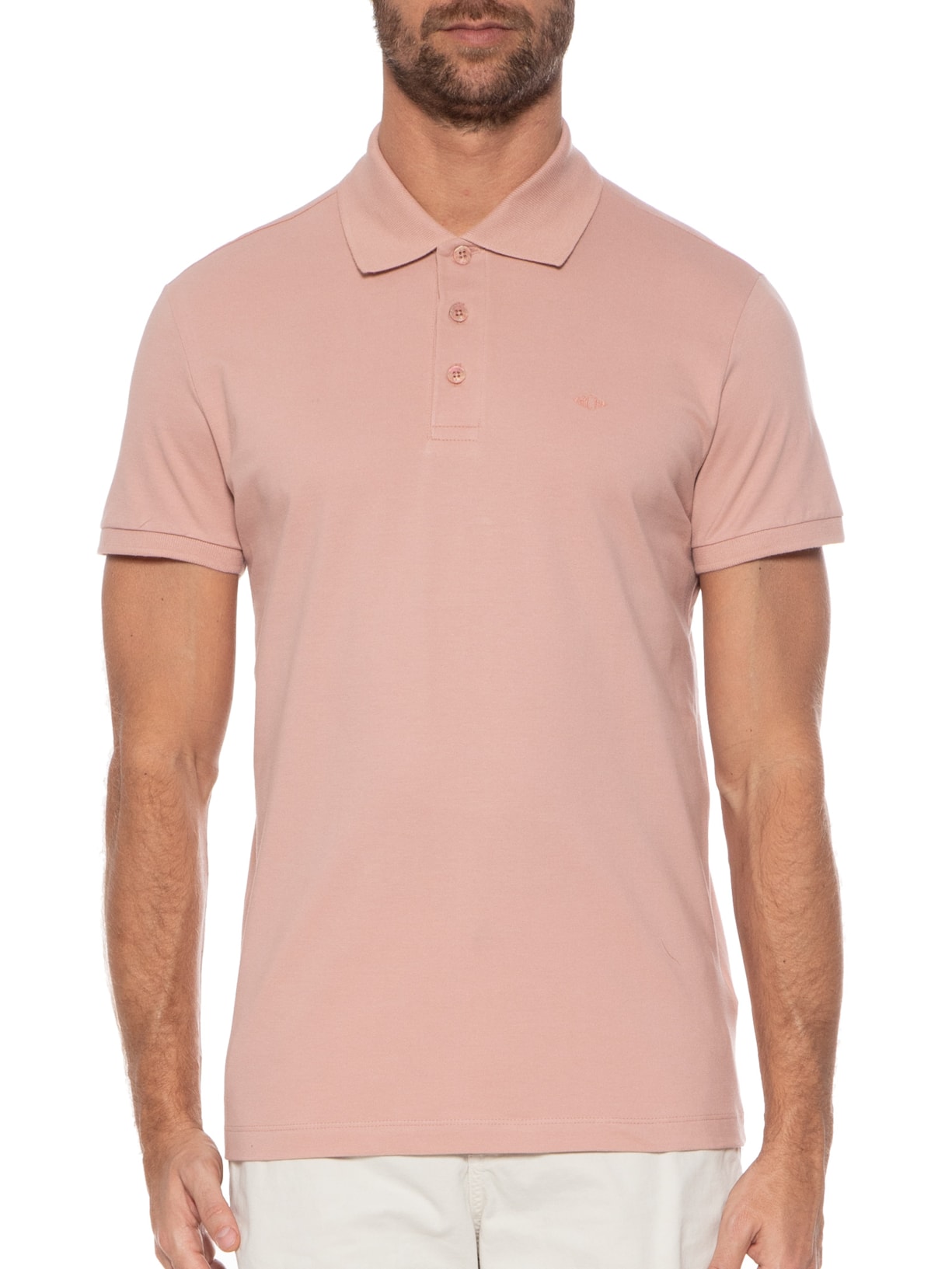Polo Masculina Piquet Lisa Rosa Richards