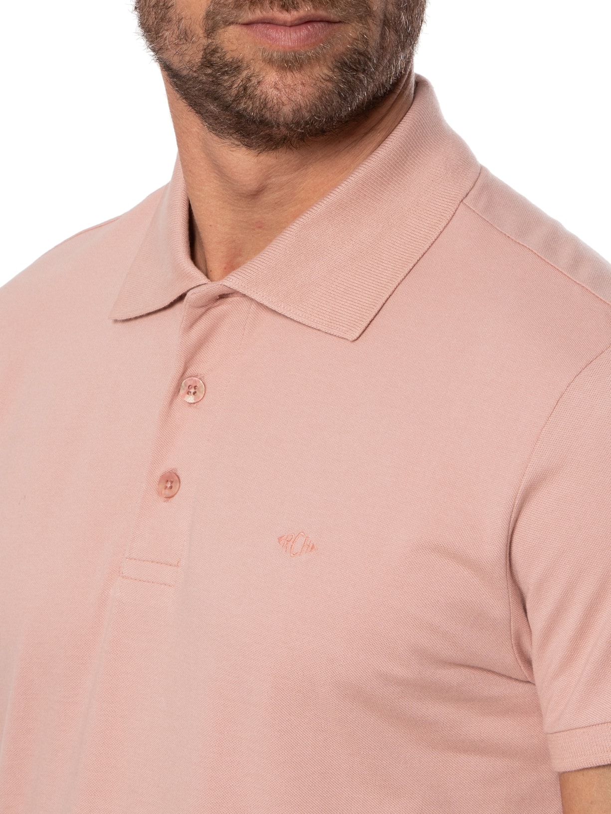 Polo Masculina Piquet Lisa Rosa Richards