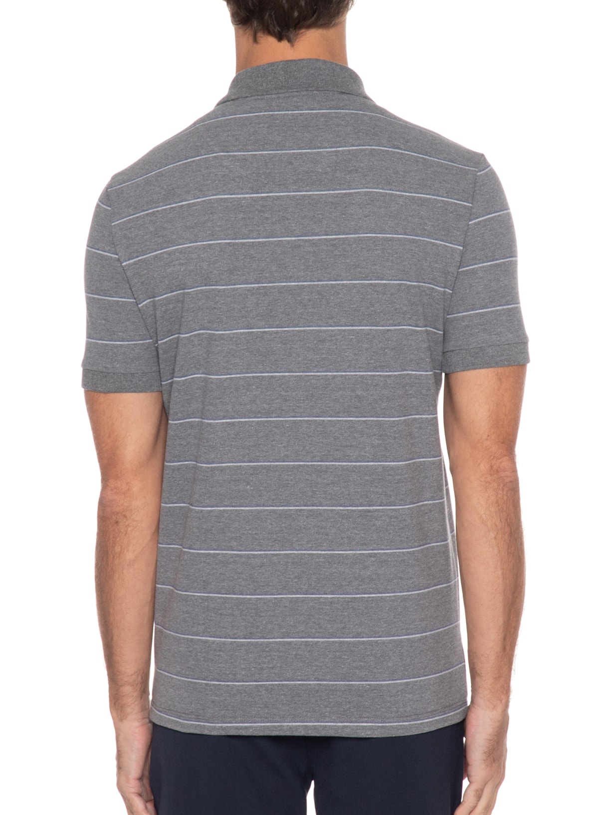 Polo Masculina Piquet Listrada Cinza Oficina Reserva