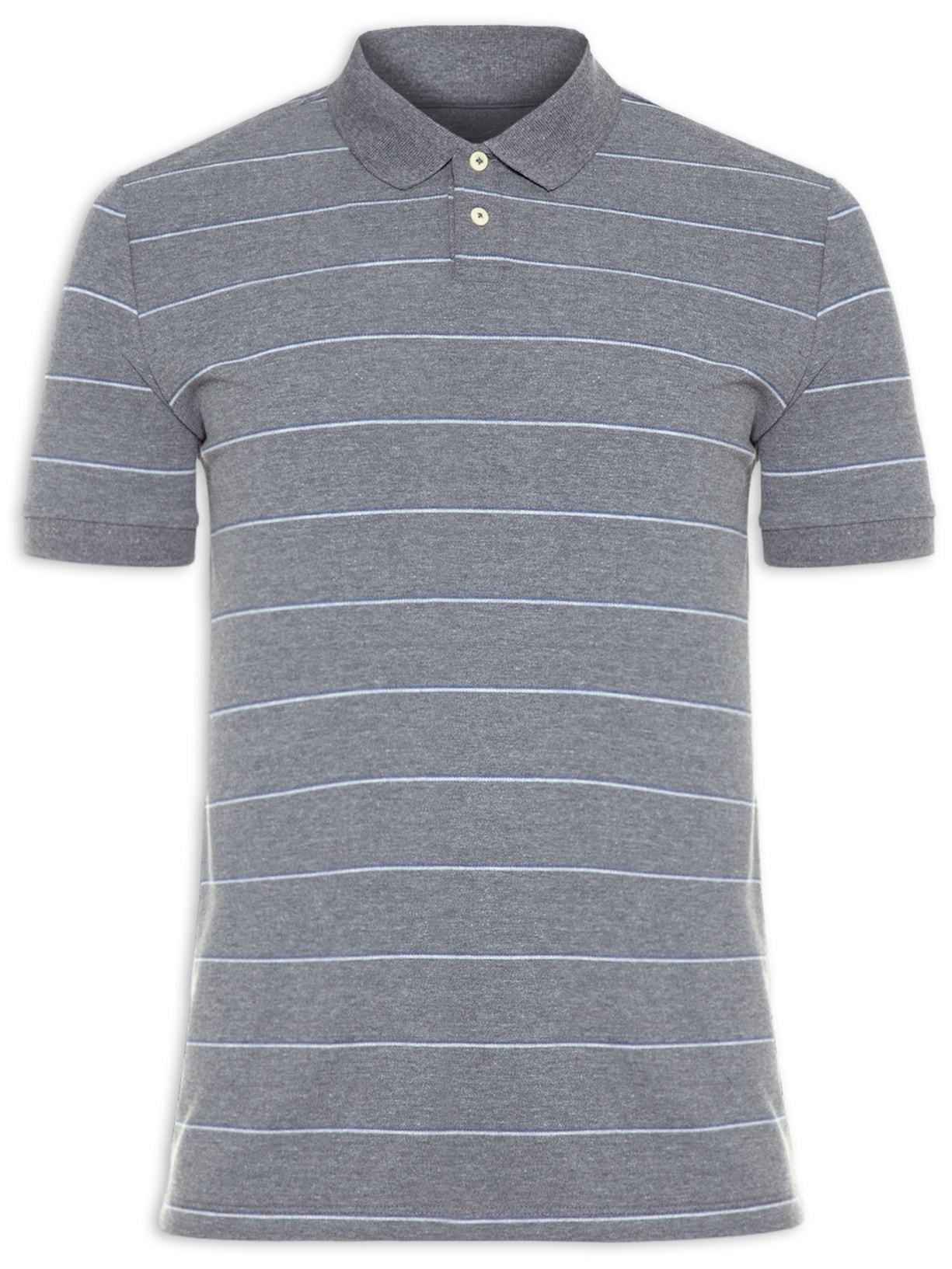 Polo Masculina Piquet Listrada Cinza Oficina Reserva