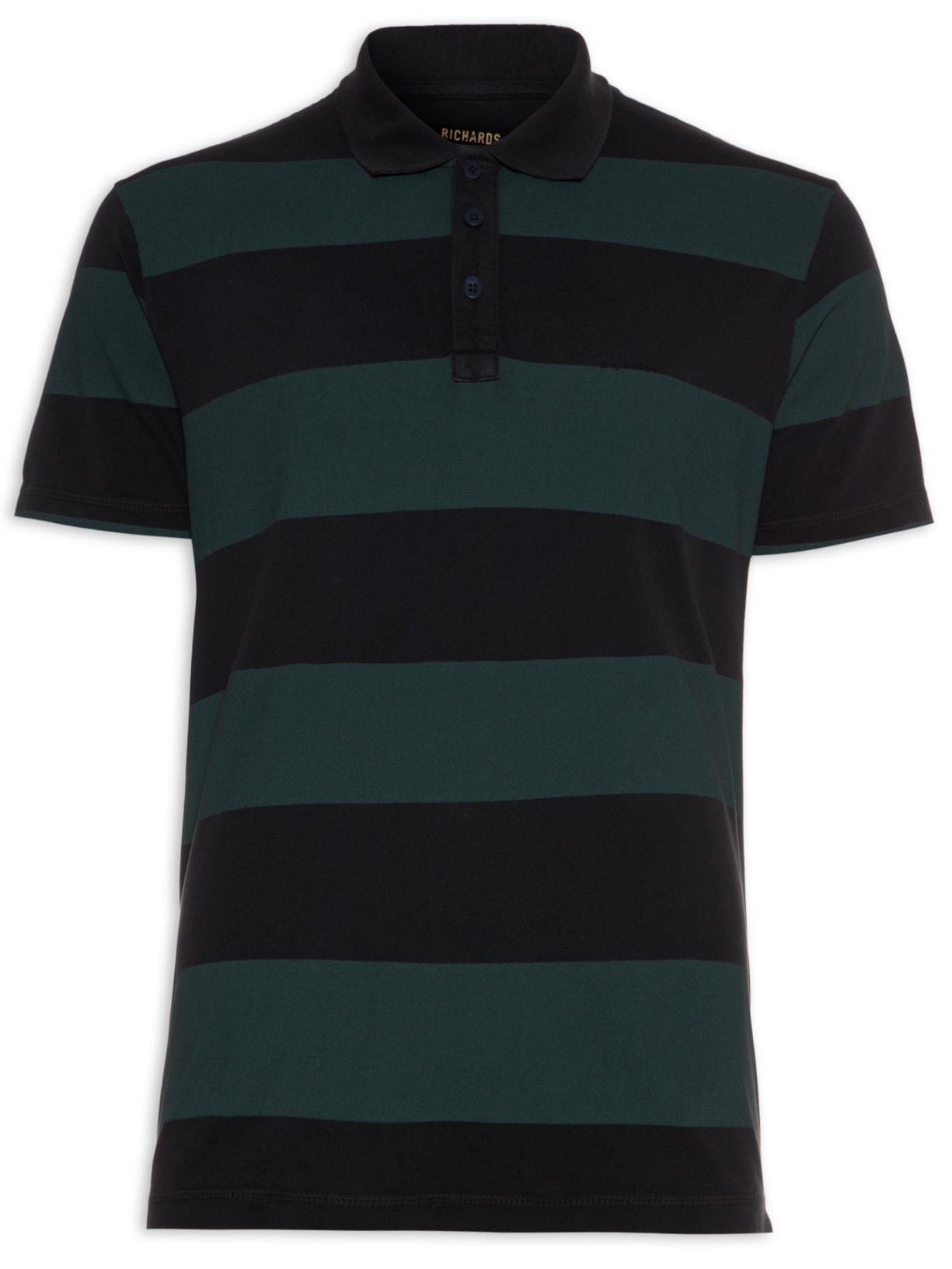 Polo Masculina Piquet Listrada Manga Curta - Azul