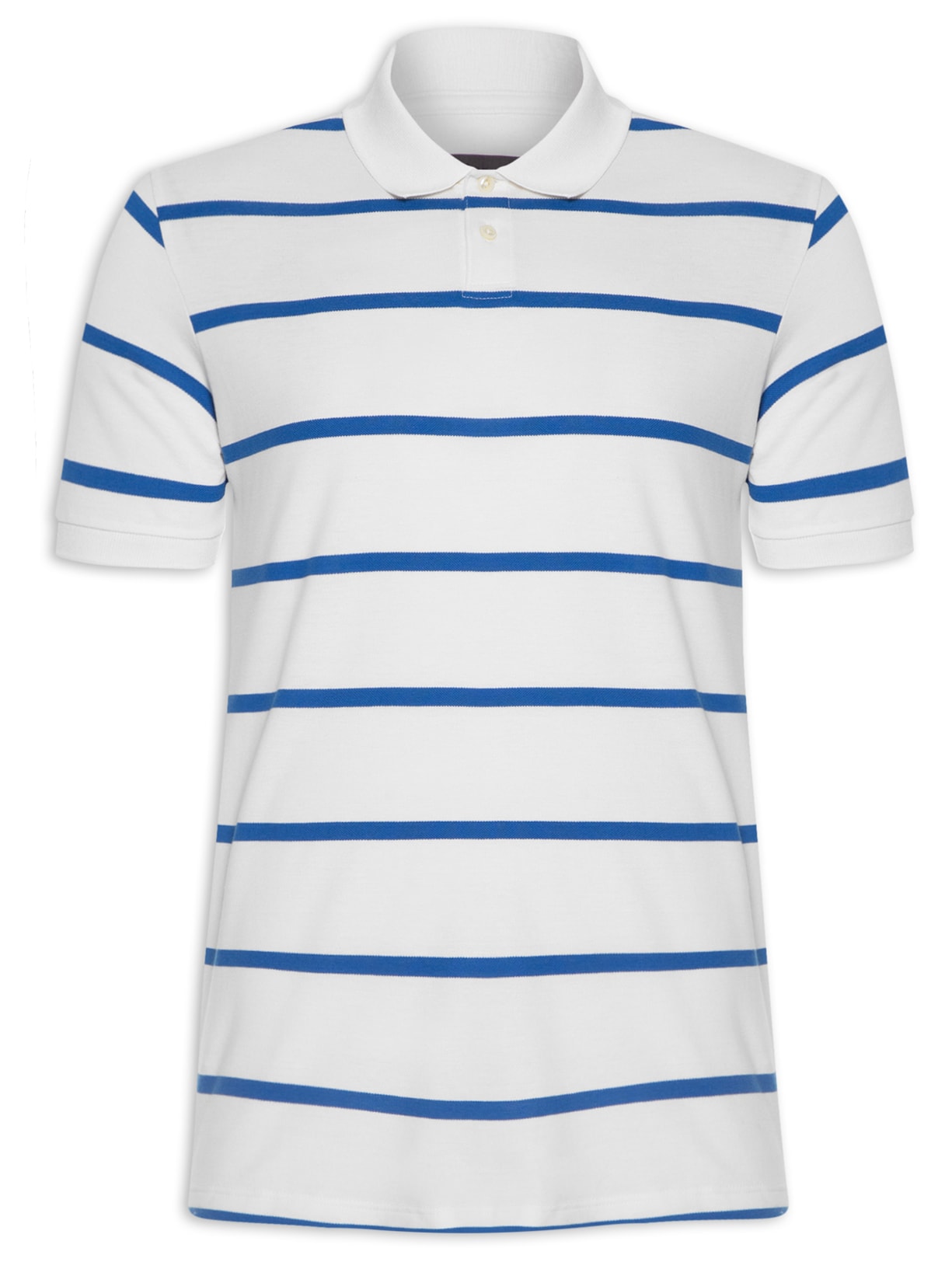Polo Masculina Piquet Listras - Branco