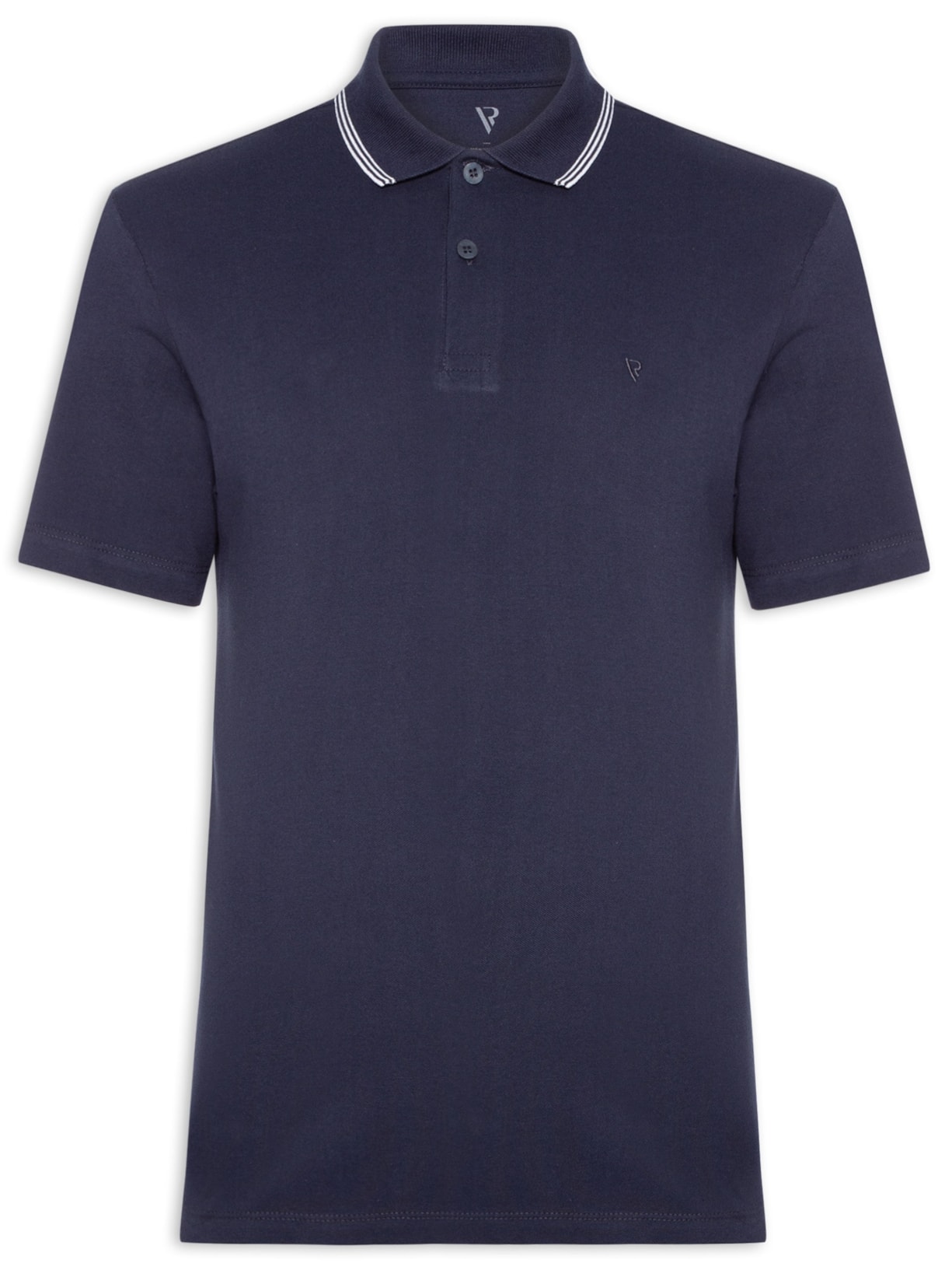 Polo Masculina Piquet Manga Curta 3 Frisos - Azul