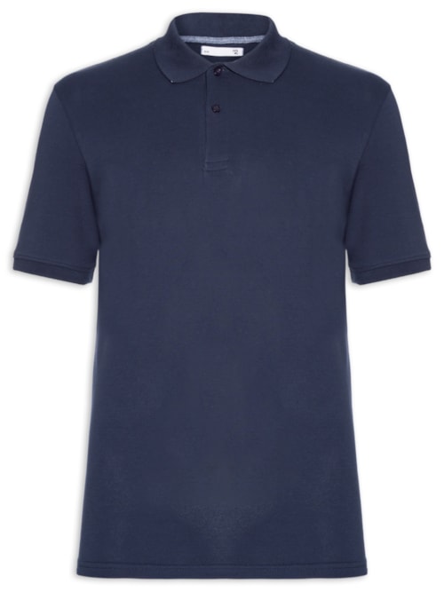 Polo Masculina Piquet Manga Curta - Azul
