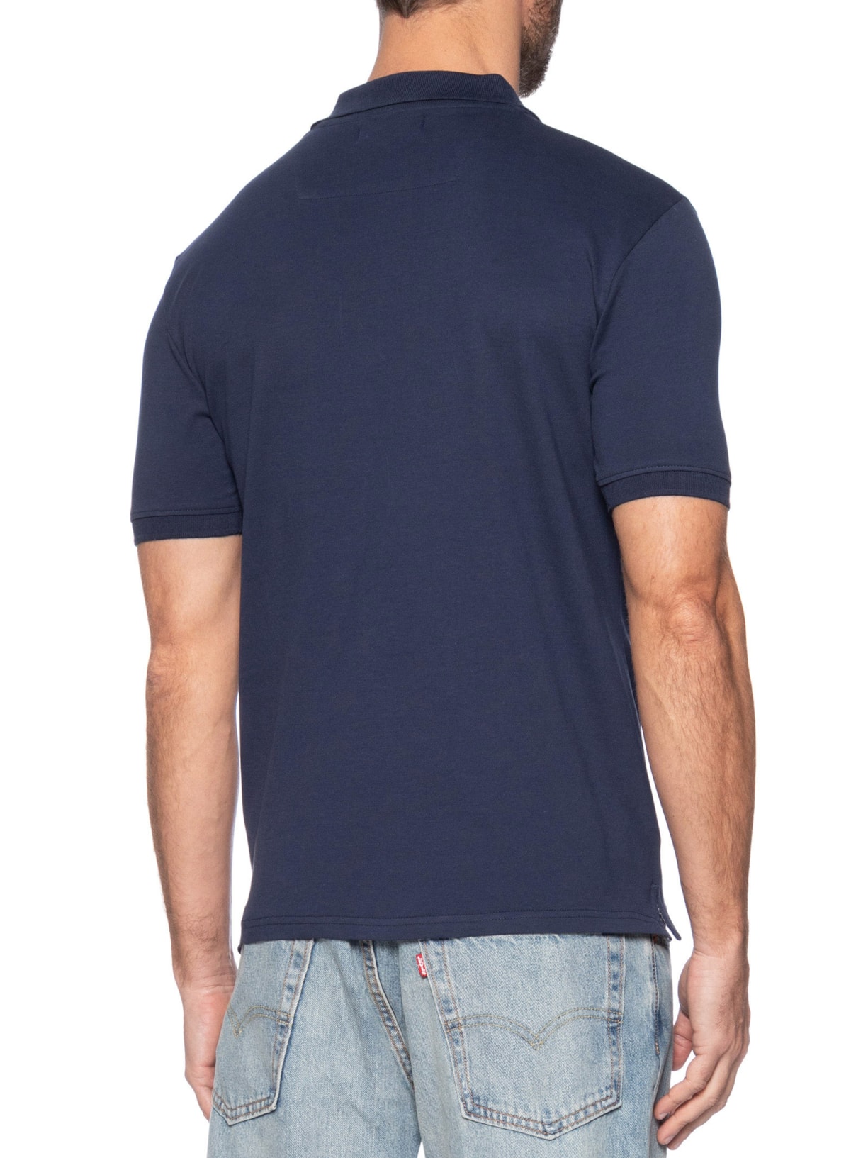 Polo Masculina Piquet Manga Curta Azul '2 Essential