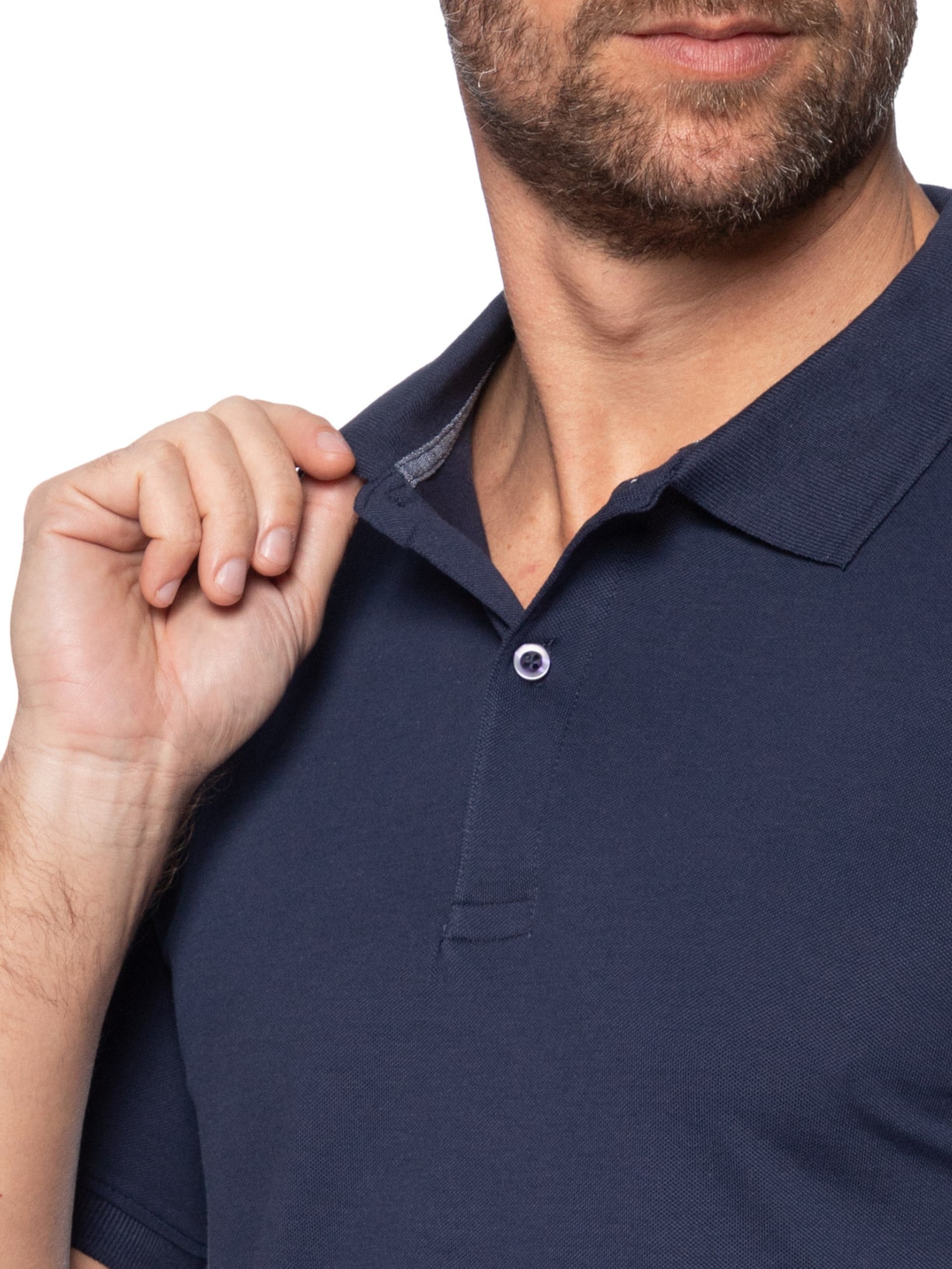 Polo Masculina Piquet Manga Curta Azul '2 Essential