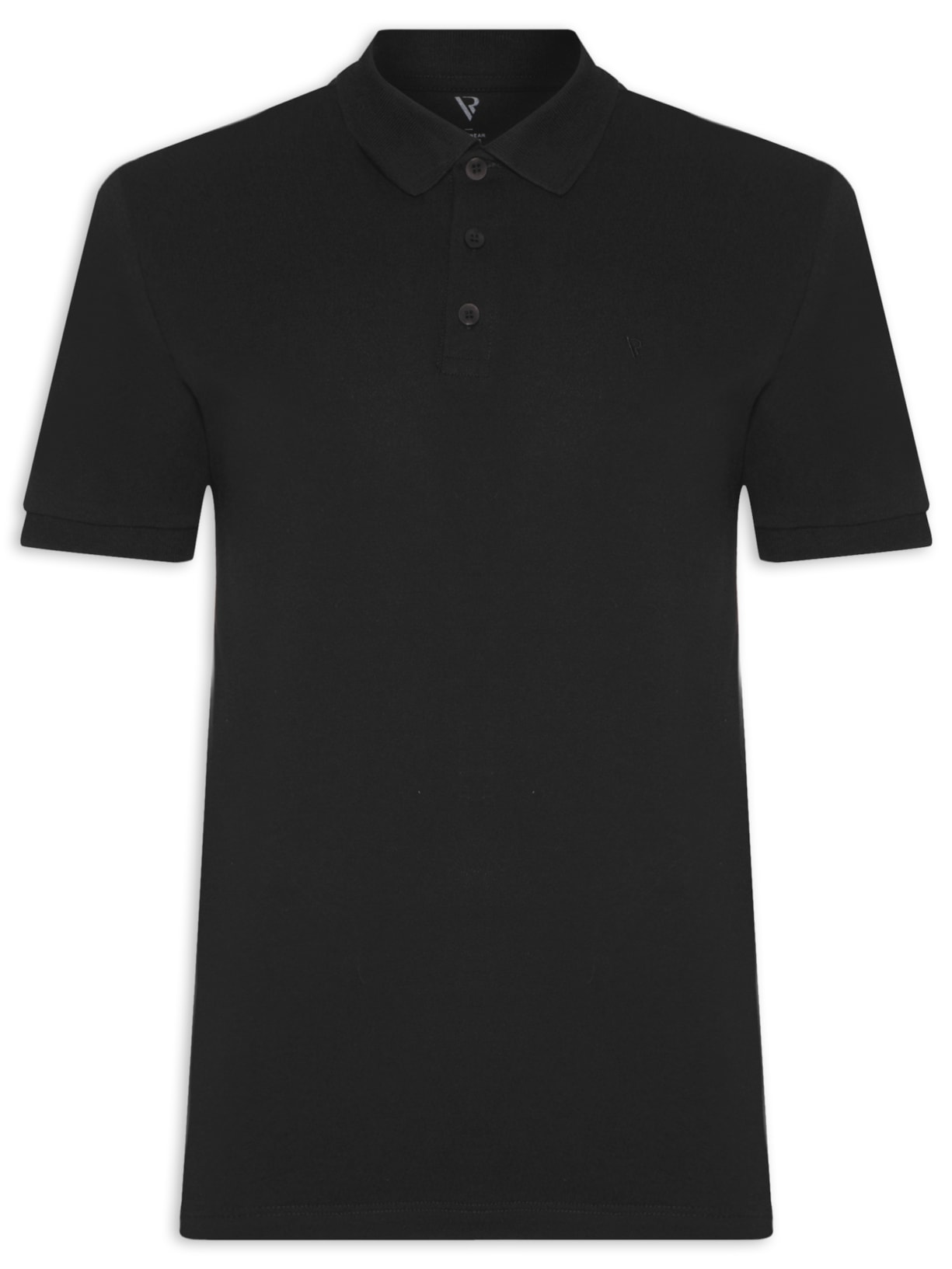Polo Masculina Piquet Manga Curta Básica - Preto