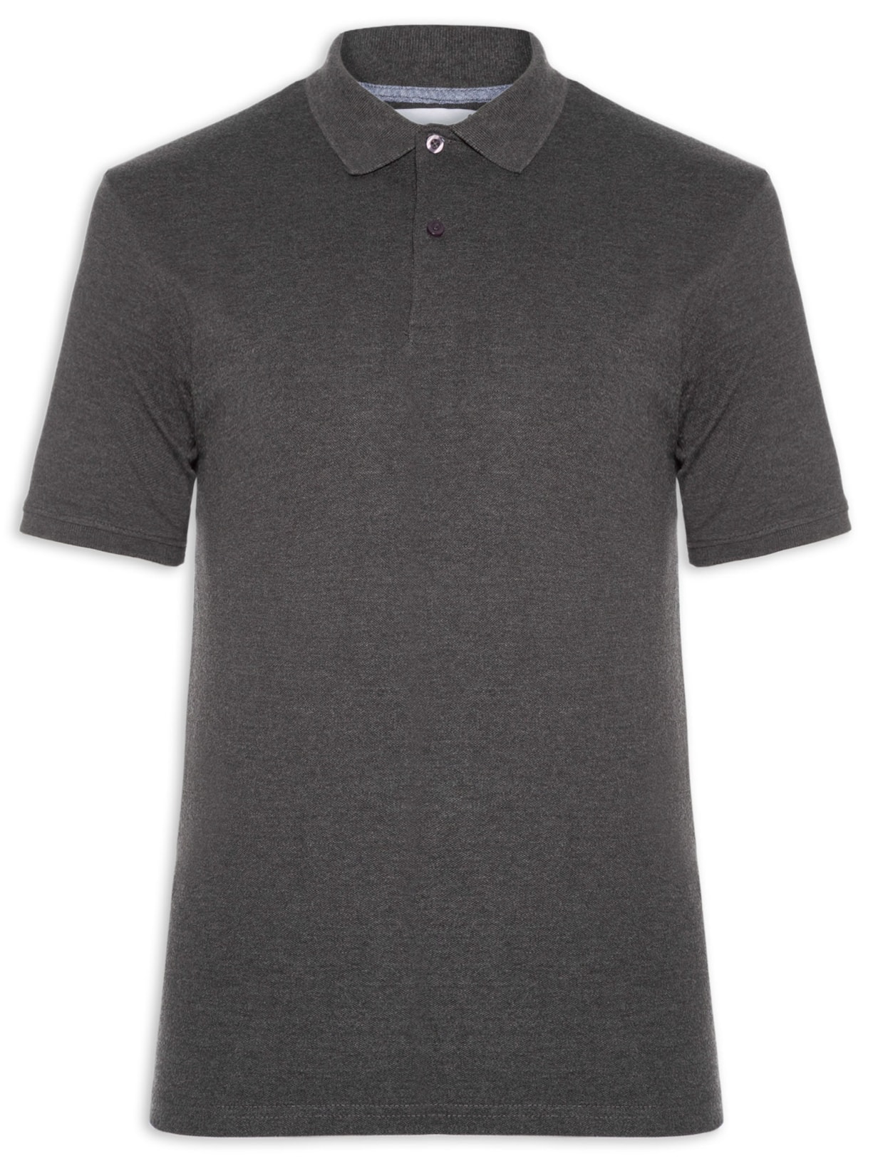 Polo Masculina Piquet Manga Curta Cinza '2 Essential