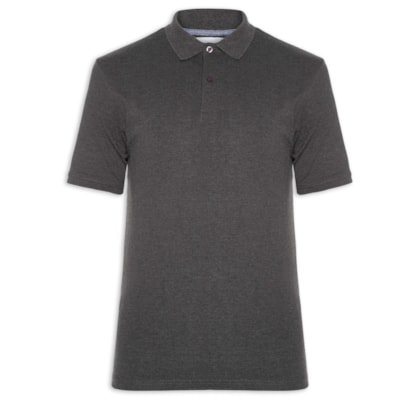 Polo Masculina Piquet Manga Curta - Cinza