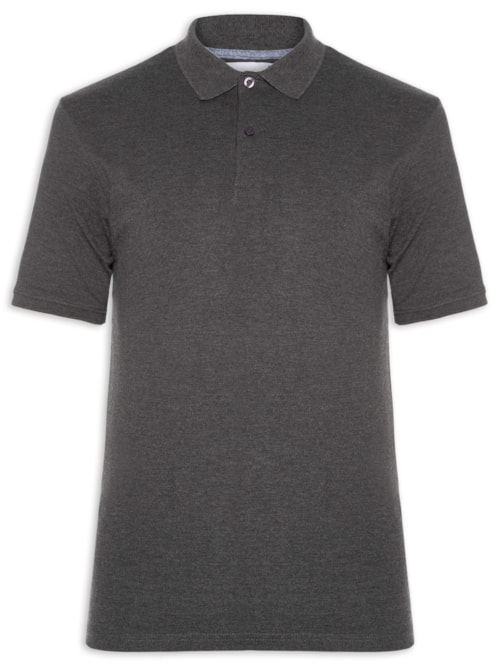 Polo Masculina Piquet Manga Curta - Cinza